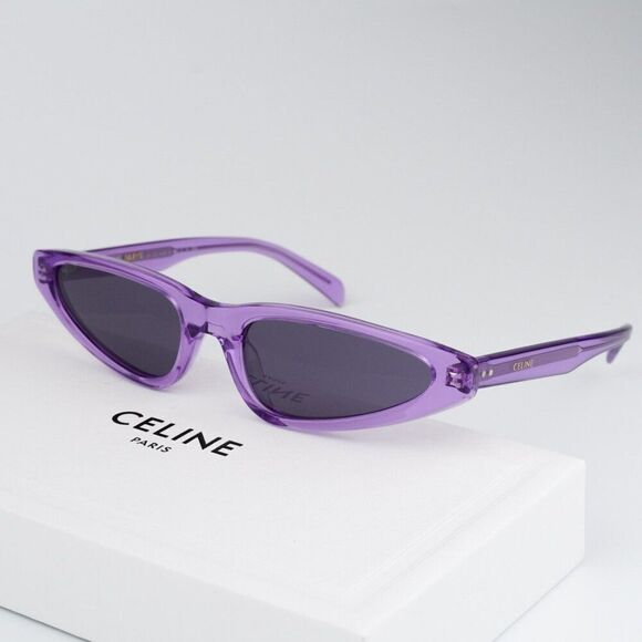 NEW Celine CL40231I 81Y Shiny Transparent Violet Geometric Women Sunglasses - Picture 1 of 11